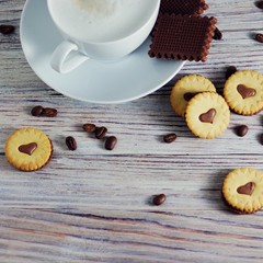 cookies in the shape of hearts, on the cookie letters LOVE. the concept of a gift for Valentine's day on February 14. selective focus