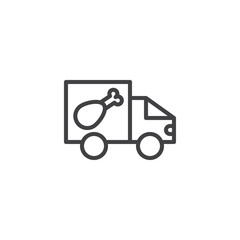 Food delivery truck line icon. linear style sign for mobile concept and web design. Fast food delivery truck outline vector icon. Symbol, logo illustration. Pixel perfect vector graphics
