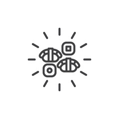 Sushi rolls line icon. linear style sign for mobile concept and web design. Japanese food delivery outline vector icon. Symbol, logo illustration. Pixel perfect vector graphics