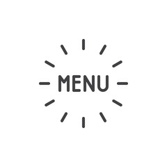 Obraz premium Menu text line icon. linear style sign for mobile concept and web design. Menu lettering outline vector icon. Symbol, logo illustration. Pixel perfect vector graphics