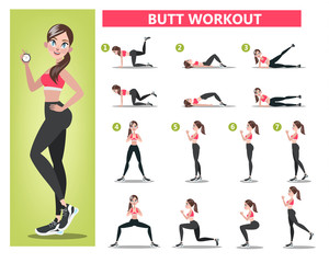 Fototapeta na wymiar Woman doing different exercise for fit body