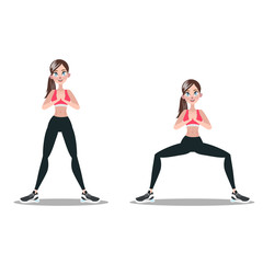 Fototapeta na wymiar Woman making squats. Exercise for butt. Leg workout