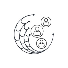 Capture attracting customers, audiences using the Internet. Linear vector image.