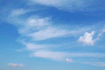 Obraz premium Clear blue sky with white clouds in summer time. Nature background concept.