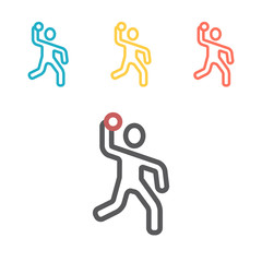 Polygonal handball player. Vector signs for web graphics