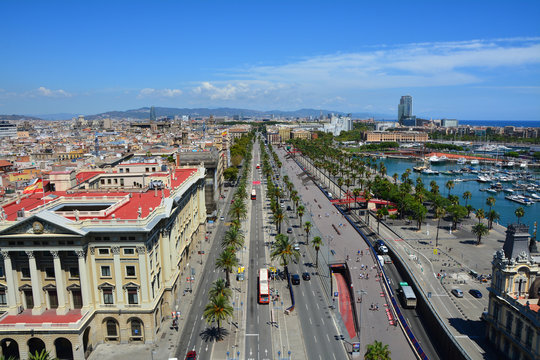 Top view of Barcelona marina
