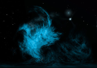 Star field in space and a nebulae. 3D rendering