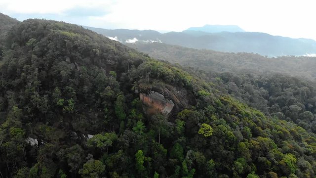 Sinharaja rain forest nature reserve Sri Lanka Aerial View at Sunset Mountains Jungle Ancient Forest