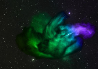 Star field in space and a nebulae. 3D rendering