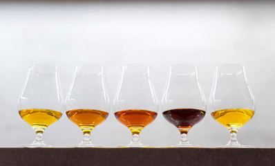 High quality Caribbean rum in modern glass for tasting
