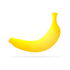 Yellow abstract banana with shadow. Vector illustration.
