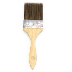 wooden paint brush on an isolated white background. 3d illustration