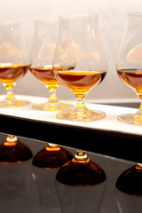 High quality Caribbean rum in modern glass for tasting