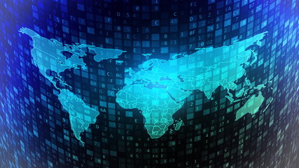 Obraz premium Internet worldwide global digital data flows and processing