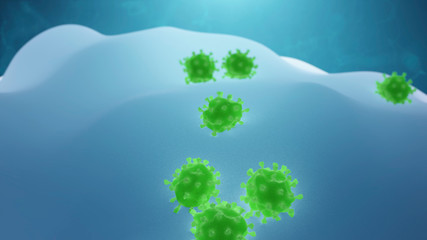 Virus Spread On White Blood Cell. Infection And Immunodeficiency Concept, 3D Render