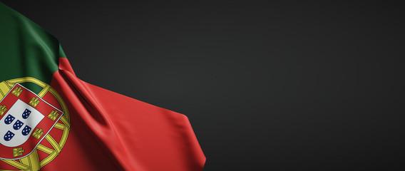 Portugal flag fabric on plain dark background