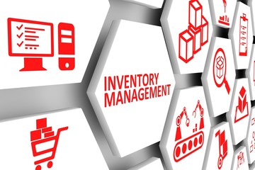 INVENTORY MANAGEMENT concept cell background 3d illustration - obrazy, fototapety, plakaty