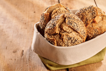Fabric bag of fresh baked buns