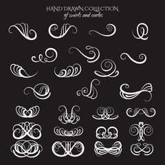 Unique collection of hand drawn swirls and curles. Unique romantic design element for wedding cards, in invitations , save the date cards , poster and  banner