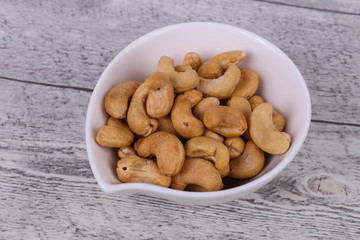 Cashew nuts heap in the bowl