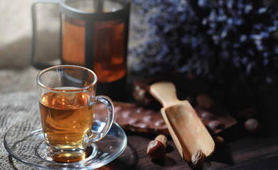 Brewed tea on a serving table