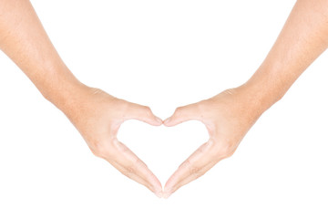 Male hand gestures isolated over the white background. Heart Shape.
