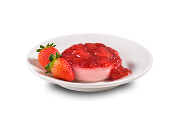 Strawberry individual cheesecake on decorated scene