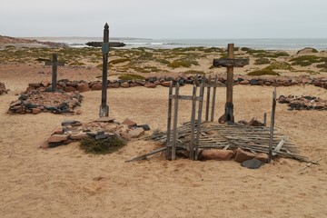 Deutscher Friedhof am Cape Cross an der Skelettküste in Namibia
