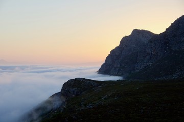 Above the clouds in the mountains