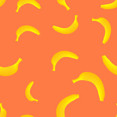 Fototapeta premium Orange Banana seamless pattern. Vector illustration.