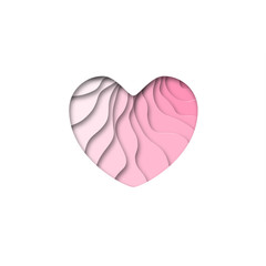 Paper cut pink heart shape 3D design. Template for Valentines day and greeting card backgrounds. Vector