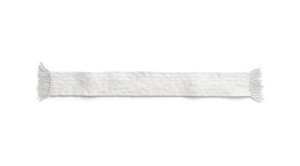 Blank white wool knitted scarf mockup, isolated, top view, 3d rendering. Empty handmade garment mock up. Clear christmas or football textile accessory template.