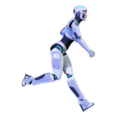 3D Rendering Female Robot on White
