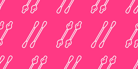 Seamless pattern with Ear sticks. isolated on pink background