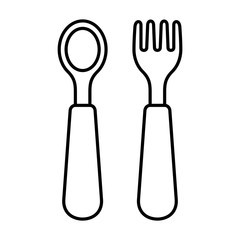 Baby spoon and fork icon. isolated on white background