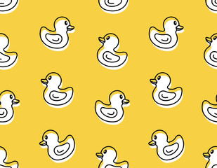 Seamless pattern with Yellow duck. isolated on yellow background