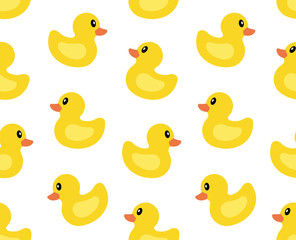 Seamless pattern with Yellow duck. isolated on white background