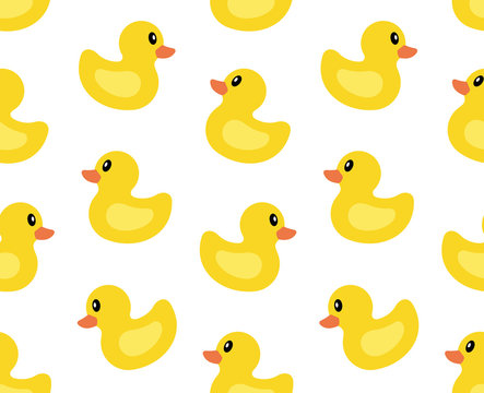 Seamless pattern with Yellow duck. isolated on white background