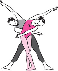 Fototapeta premium couple man and woman dancers illustration