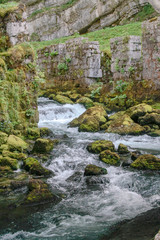 Source de la Loue. River  near the city of Ouhans in France