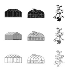 Vector illustration of greenhouse and plant logo. Collection of greenhouse and garden stock vector illustration.