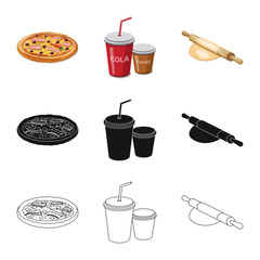 Vector design of pizza and food icon. Set of pizza and italy stock symbol for web.