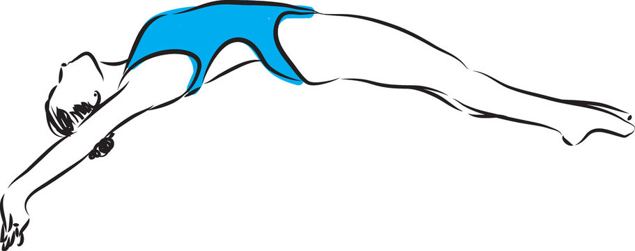 diving jump 2 swimmer woman illustration