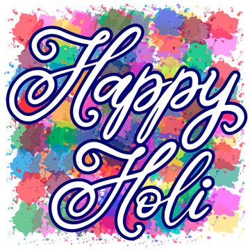 ettering illustration for Happy holi festival