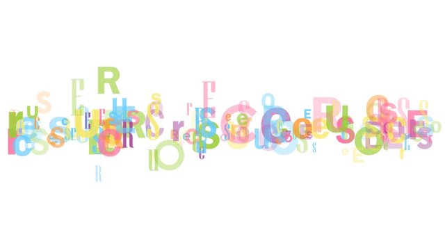 RESOURCES colorful kinetic type banner