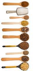 Isolated image of a spoon with cereals closeup