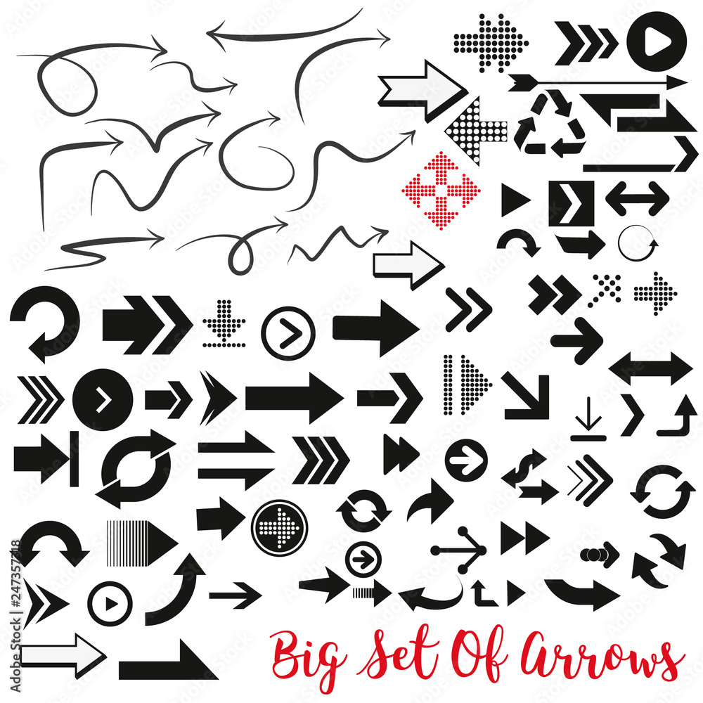 Fototapete arrows vector collection with elegant style and black color. arow icons set