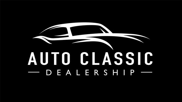 Old classic auto concept line style retro car dealership logo. Vintage style V8 garage vehicle silhouette icon. Vector illustration.