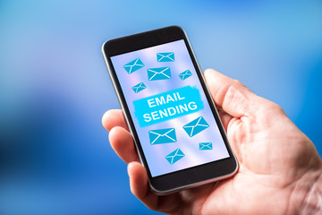 Email sending concept on a smartphone
