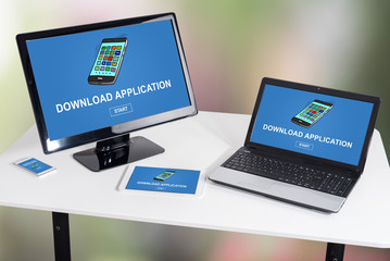 Download application concept on different devices